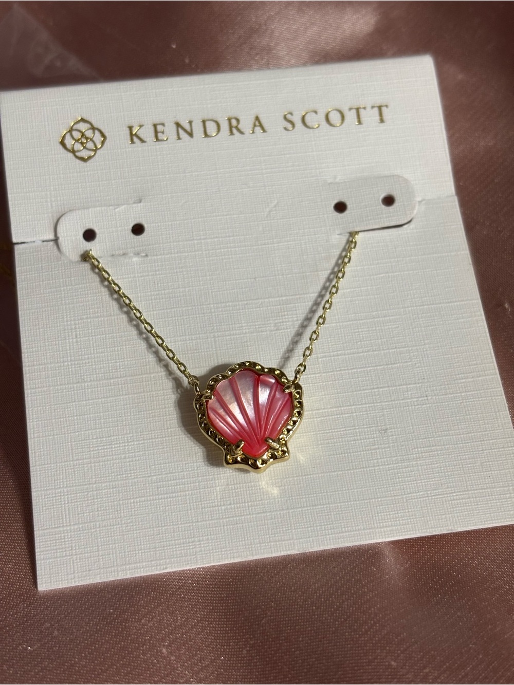 Kendra Scott Gold Necklace with Pink Shell Pendant